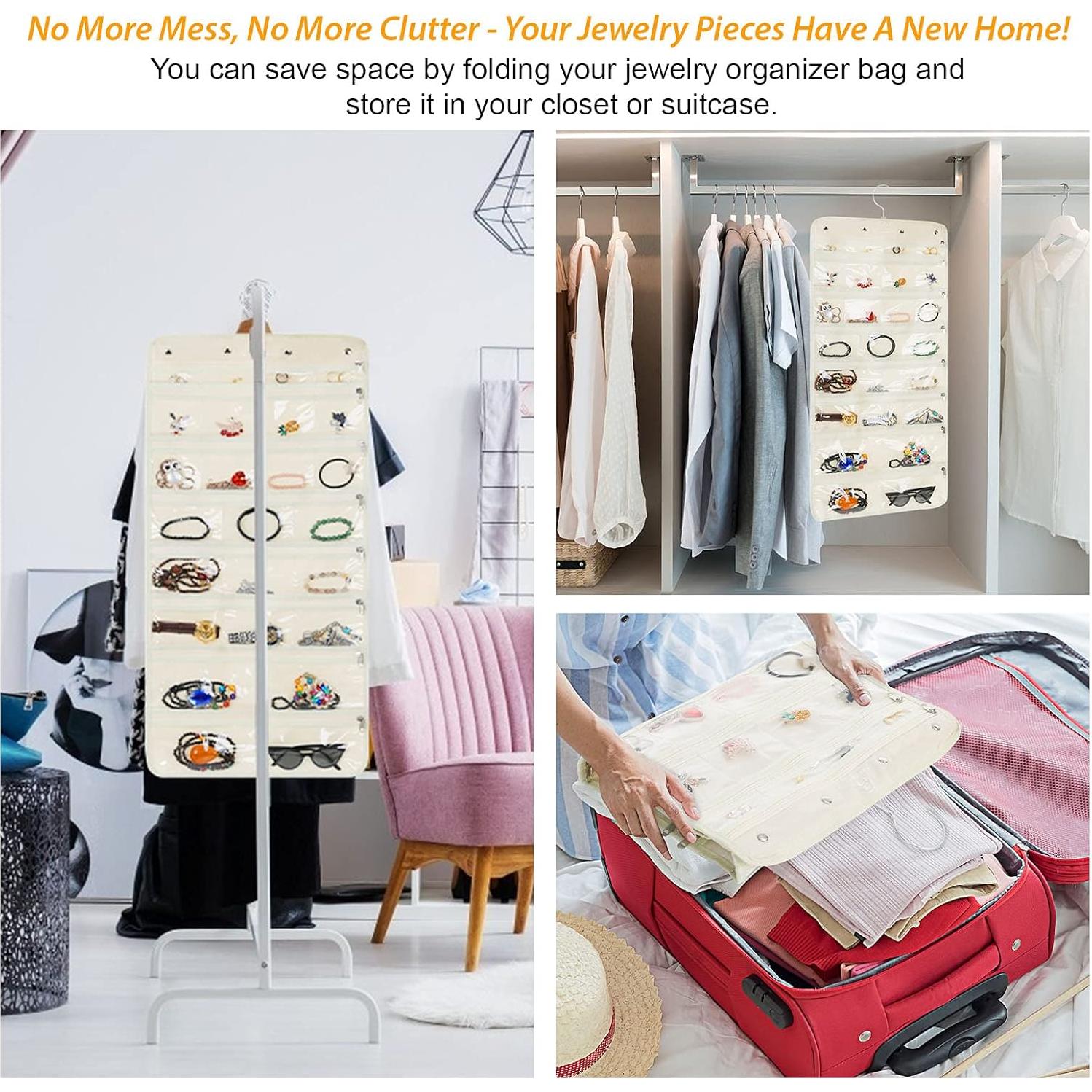 Organizador de Joyería Colgante Freegrace 50 Bolsillos Beige