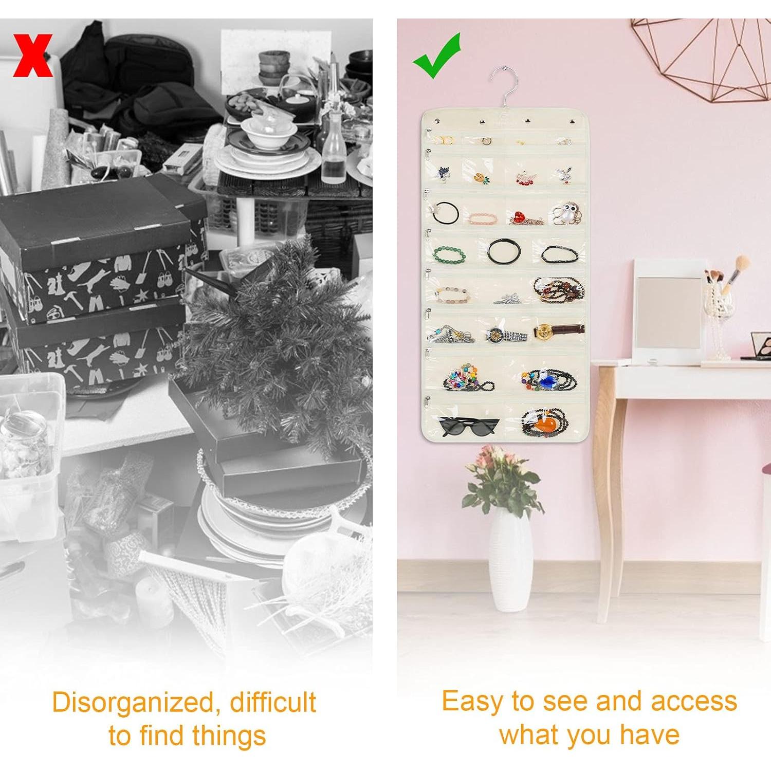 Organizador de Joyería Colgante Freegrace 50 Bolsillos Beige