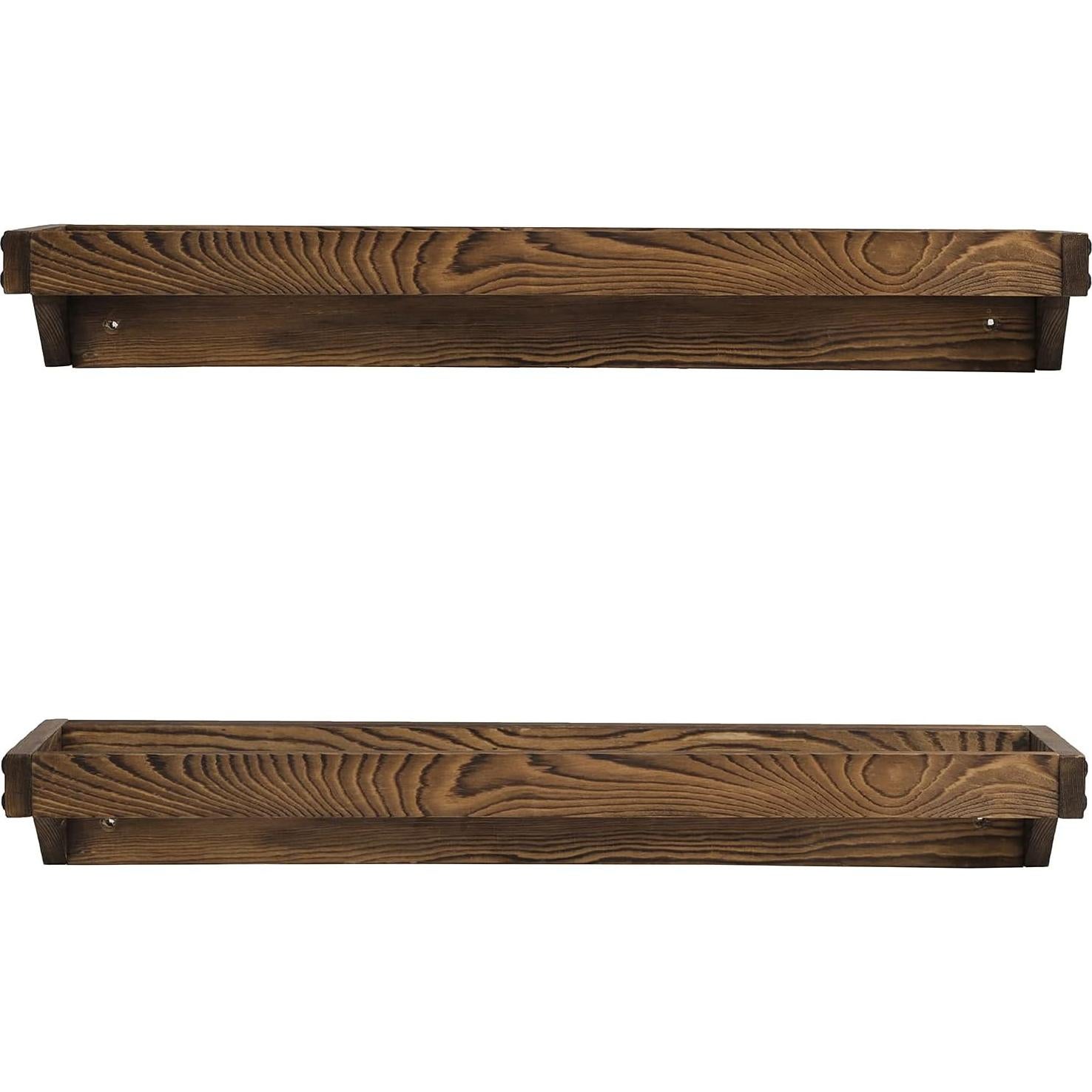 Juego de 2 estantes de zapatos MyGift madera quemada rústica