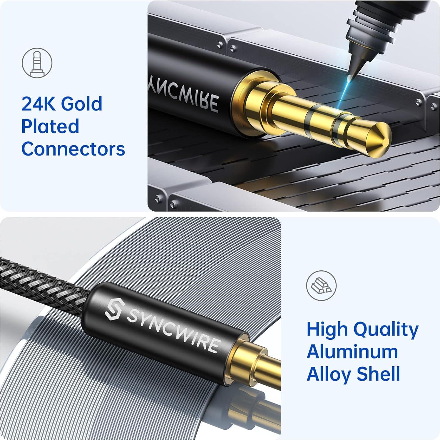 Cable Auxiliar Syncwire 2m - Audio 3.5mm para Coche y Móvil