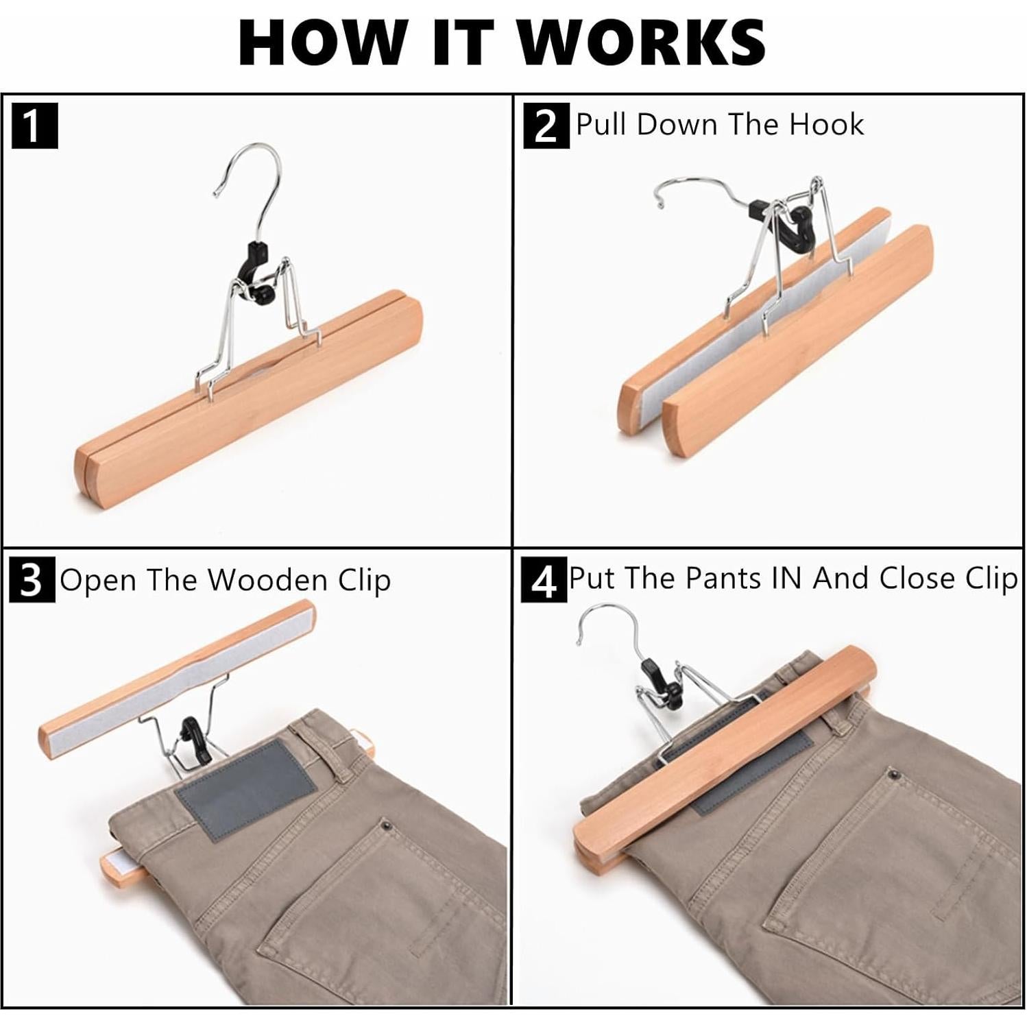 Perchas de Madera Natural Amber Home Pack 10 Antideslizantes