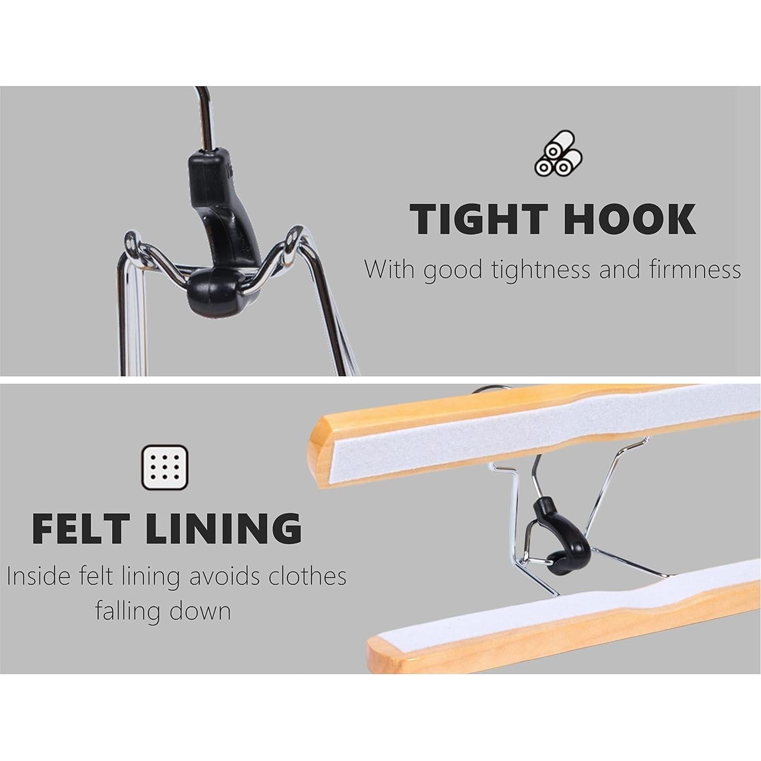 Perchas de Madera Natural Amber Home Pack 10 Antideslizantes