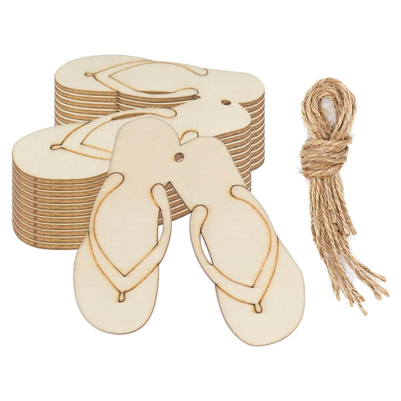 12 Recortes de Madera Pantufla Creaides 9.5x10 cm para Manualidades