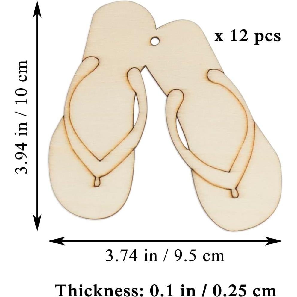 12 Recortes de Madera Pantufla Creaides 9.5x10 cm para Manualidades