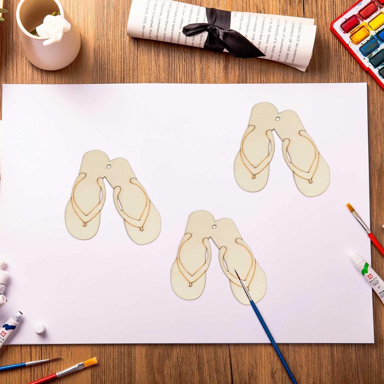 12 Recortes de Madera Pantufla Creaides 9.5x10 cm para Manualidades