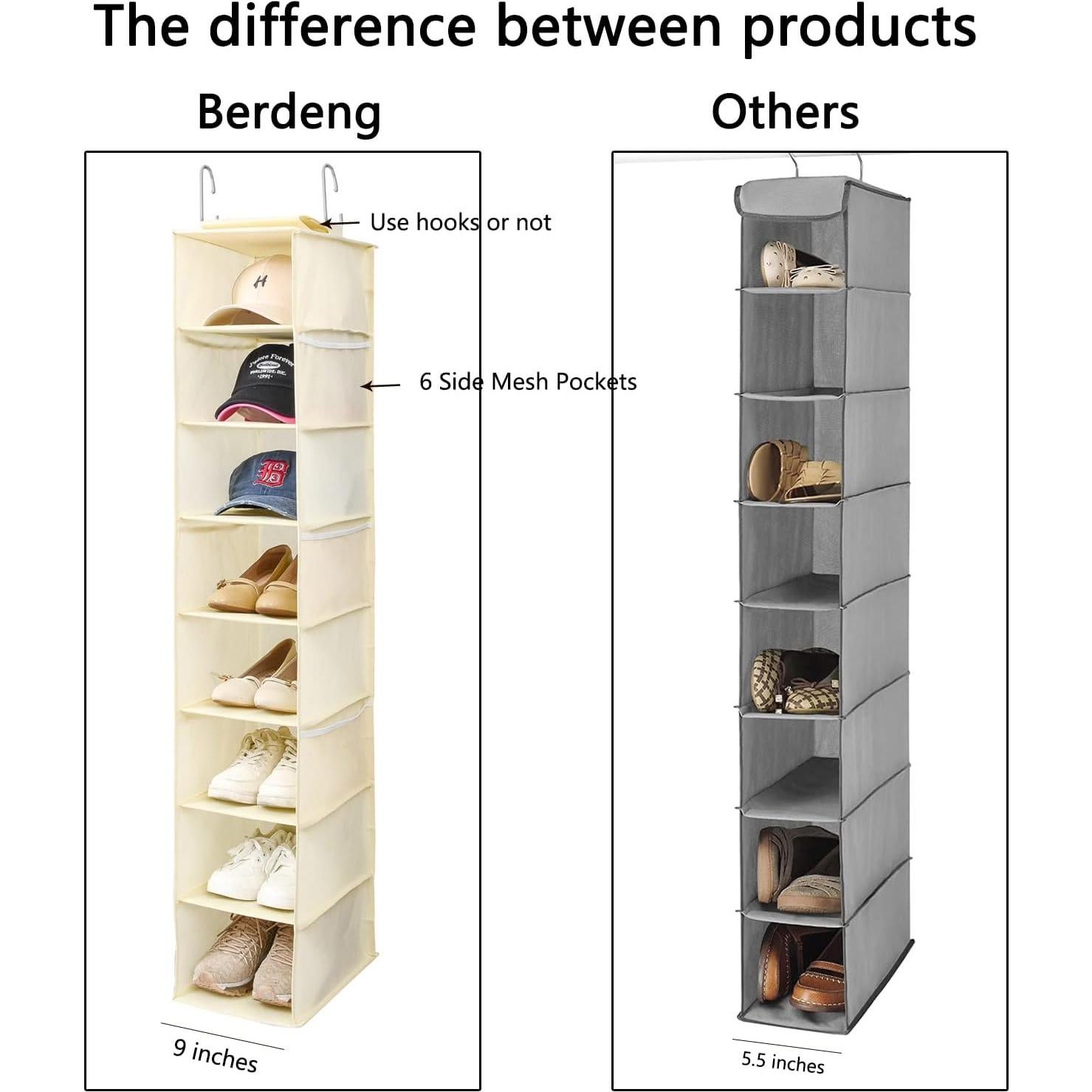 Organizador Colgante de Zapatos y Gorras Berdeng SNGD Pro 8 Estantes Beige