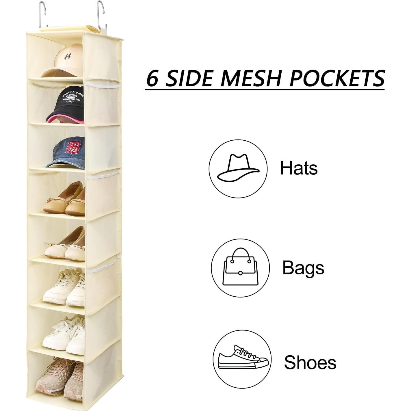 Organizador Colgante de Zapatos y Gorras Berdeng SNGD Pro 8 Estantes Beige