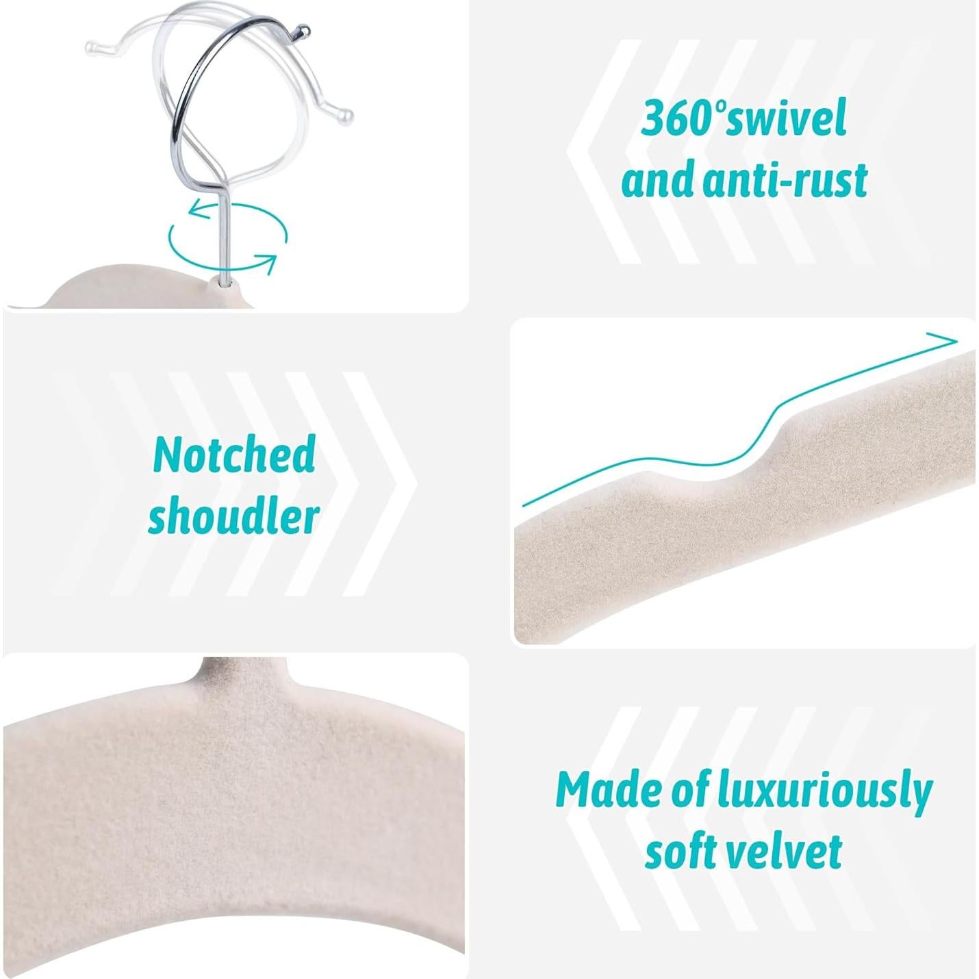 Perchas de Terciopelo Sishynio 30 Unidades Antideslizantes