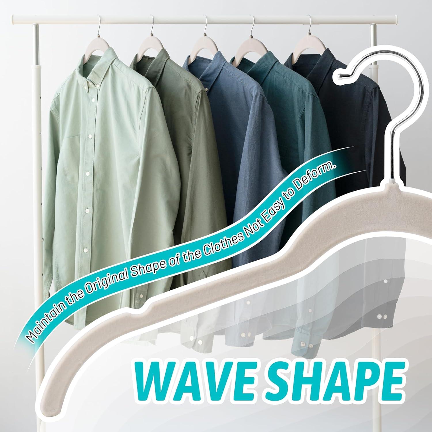 Perchas de Terciopelo Sishynio 30 Unidades Antideslizantes