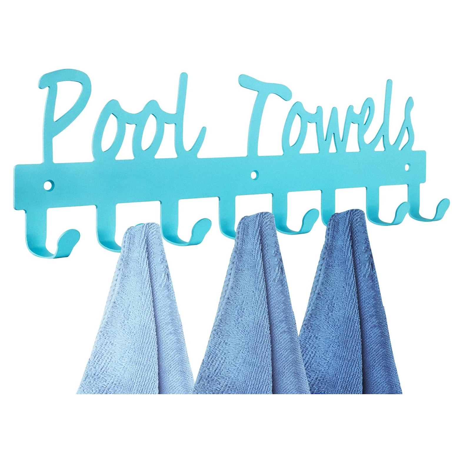 Soporte de Toallas Montaje en Pared Topspeeder 8 Ganchos Azul