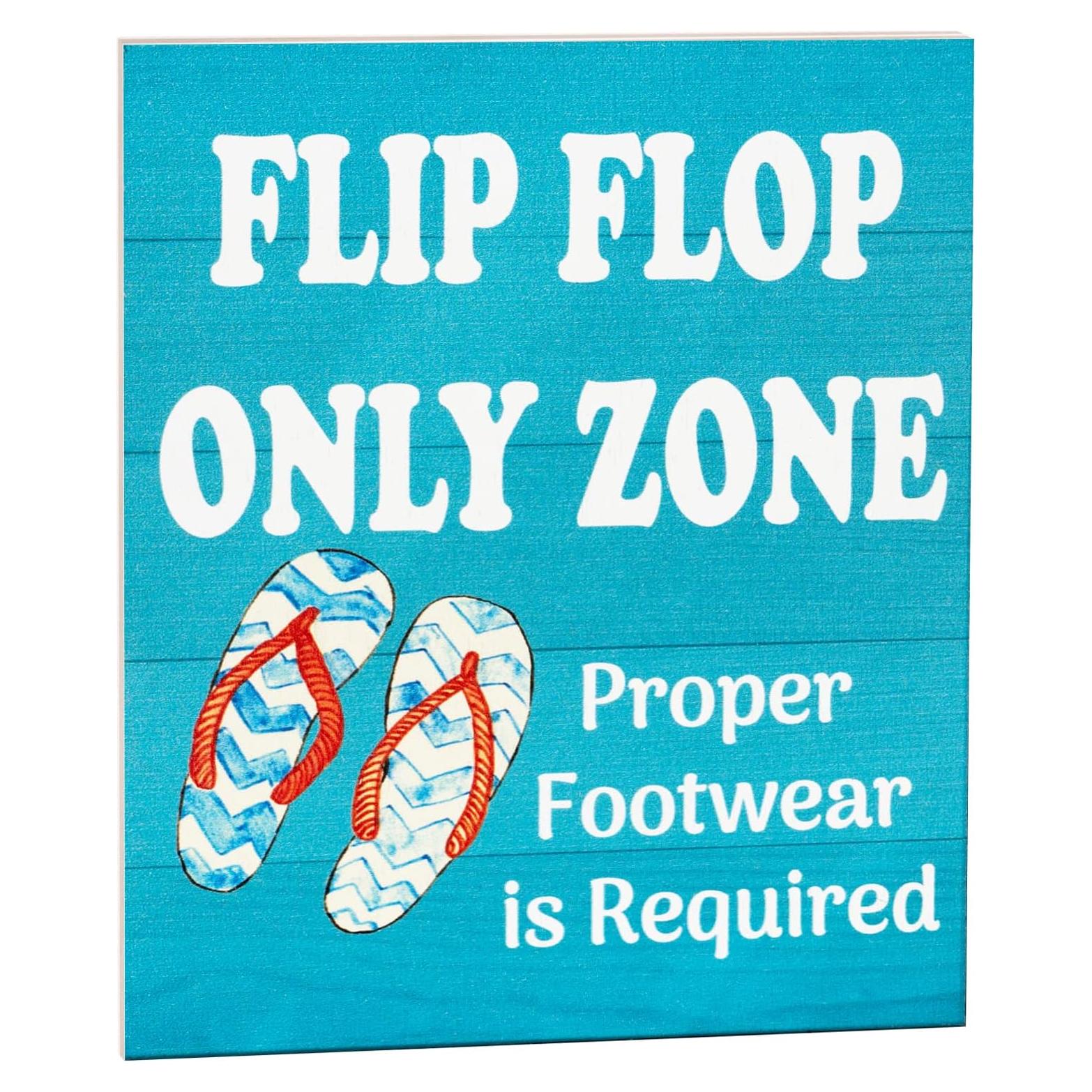 Señal de Madera Zona Solo Chanclas JennyGems 18.4x15.2cm