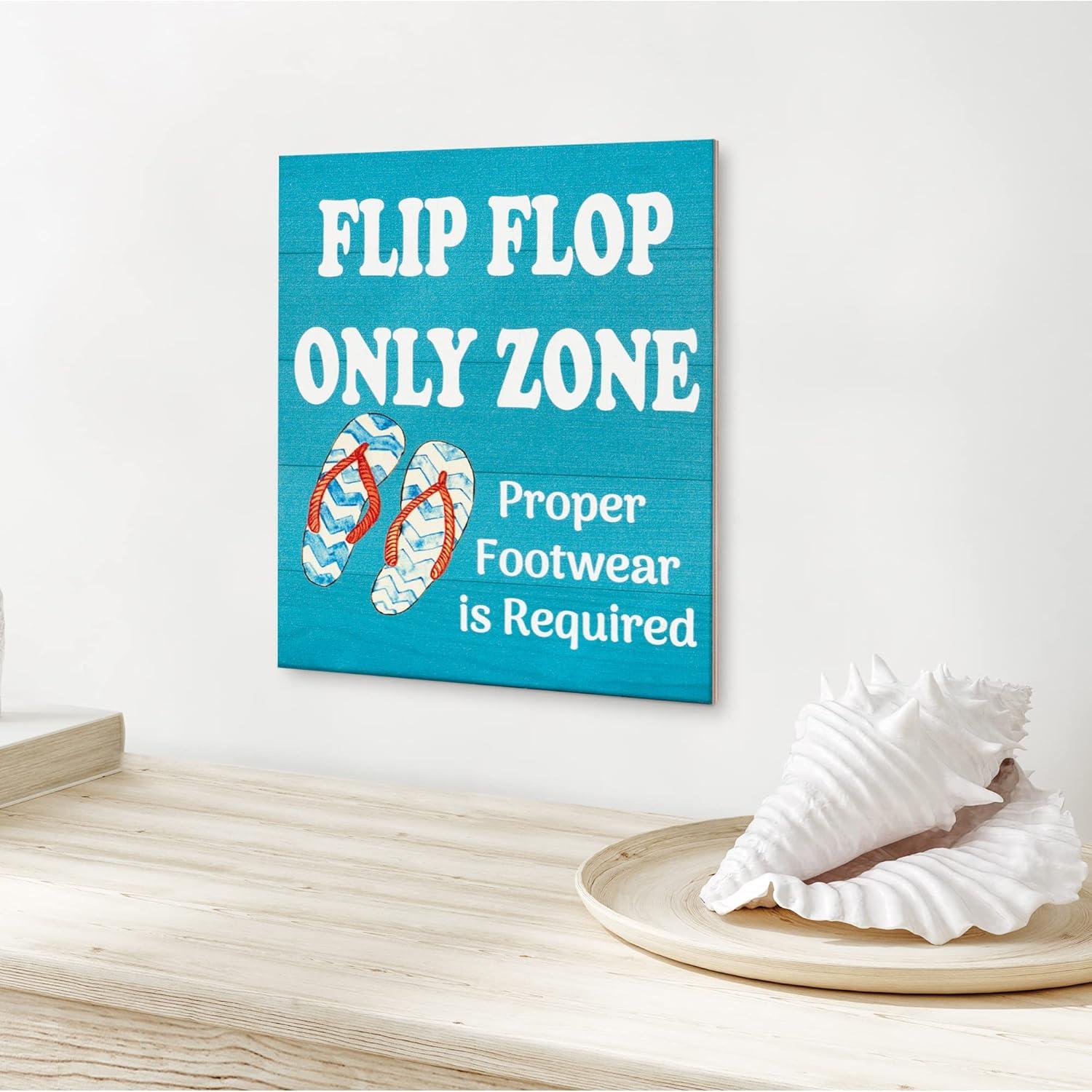 Señal de Madera Zona Solo Chanclas JennyGems 18.4x15.2cm