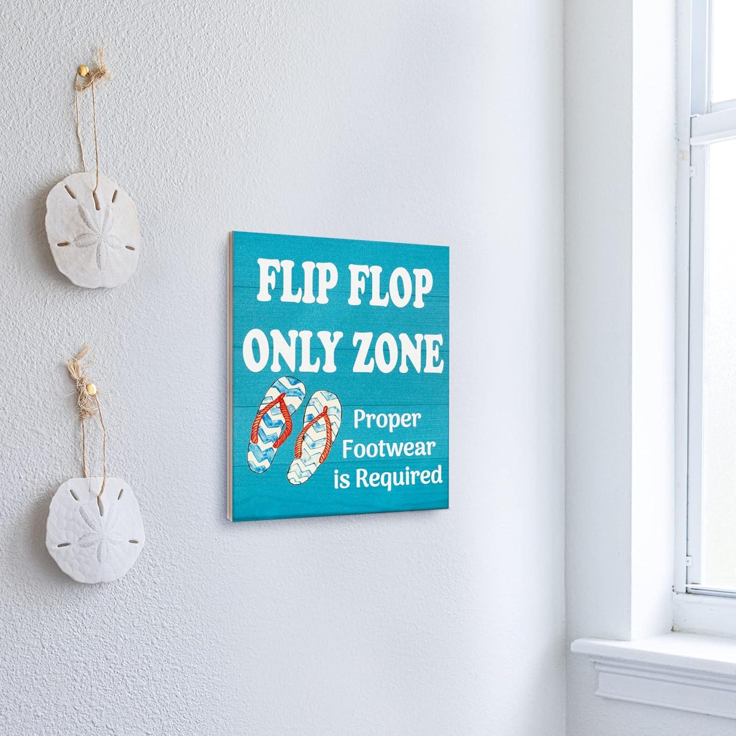 Señal de Madera Zona Solo Chanclas JennyGems 18.4x15.2cm