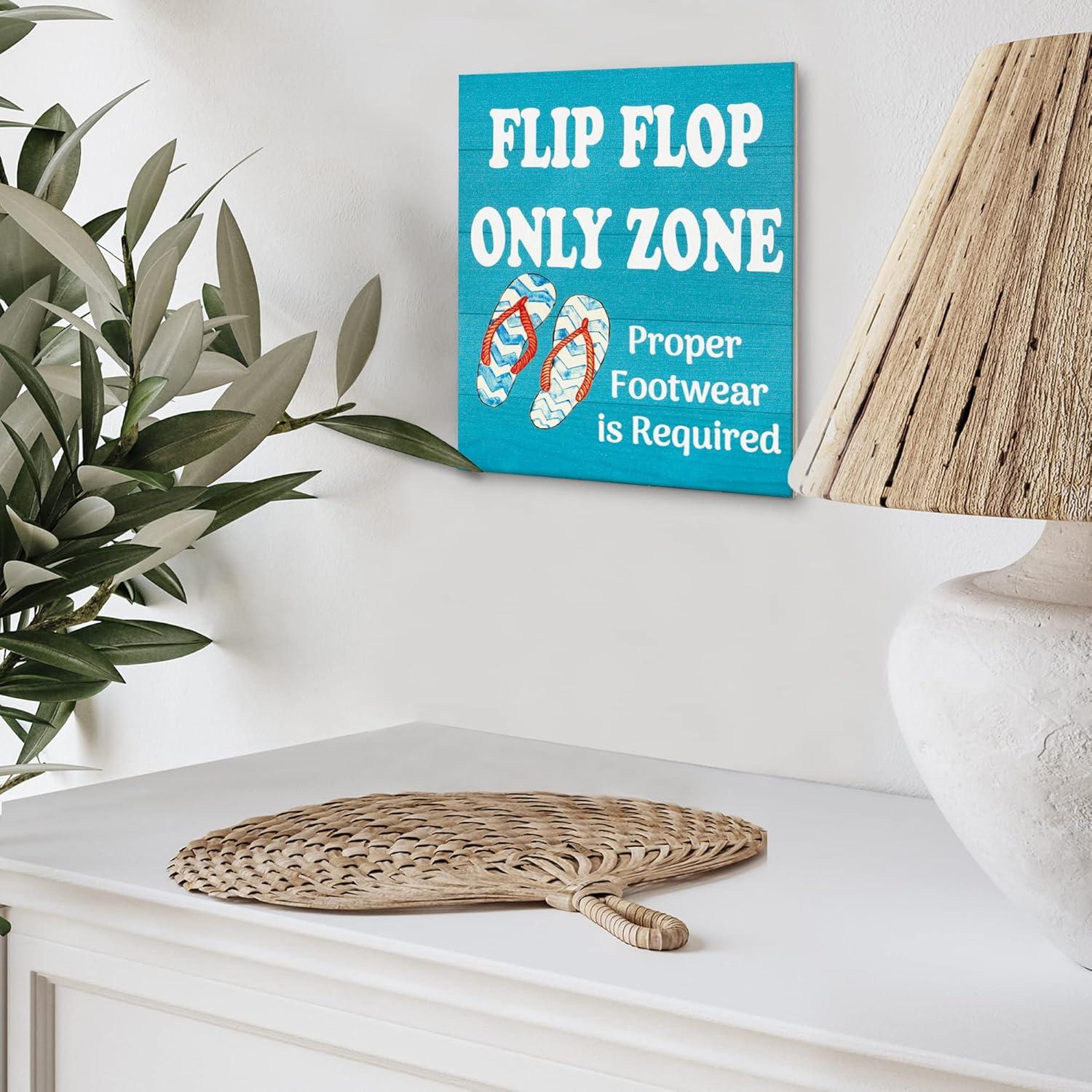 Señal de Madera Zona Solo Chanclas JennyGems 18.4x15.2cm