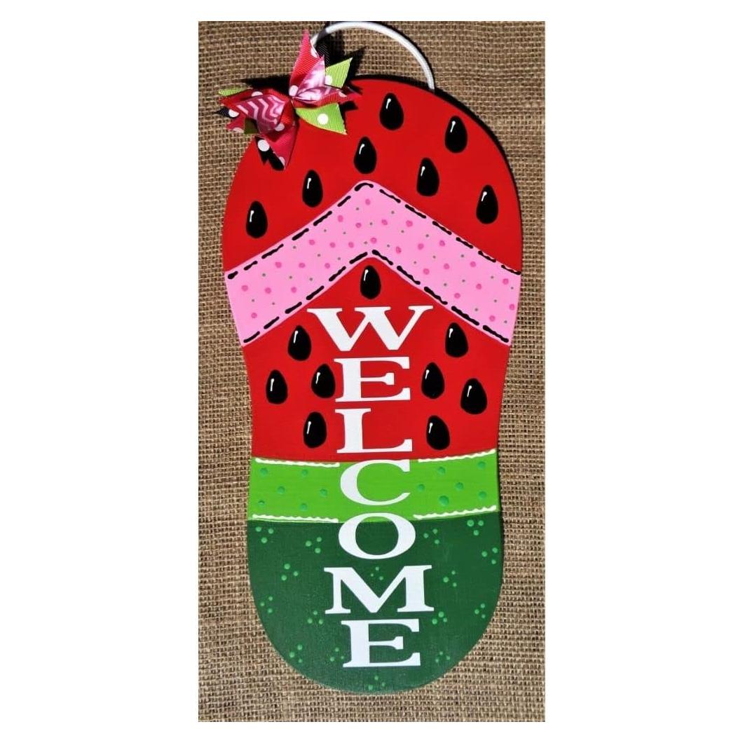 Señal de Bienvenido Flip Flop de Madera 17.8x35.6 cm