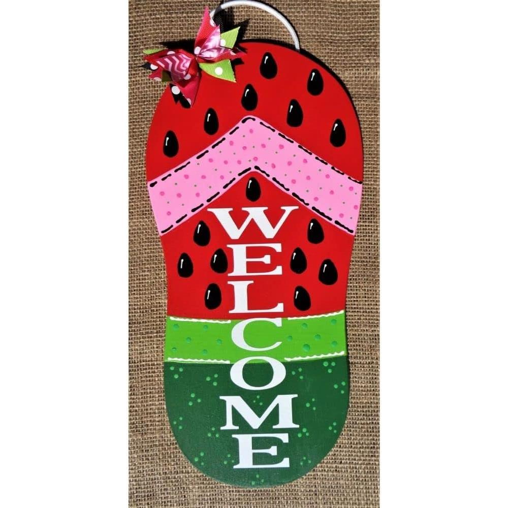 Señal de Bienvenido Flip Flop de Madera 17.8x35.6 cm