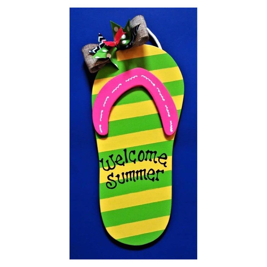 Cartel Colgante Chanclas Verano 15x31.75cm Madera Inilo