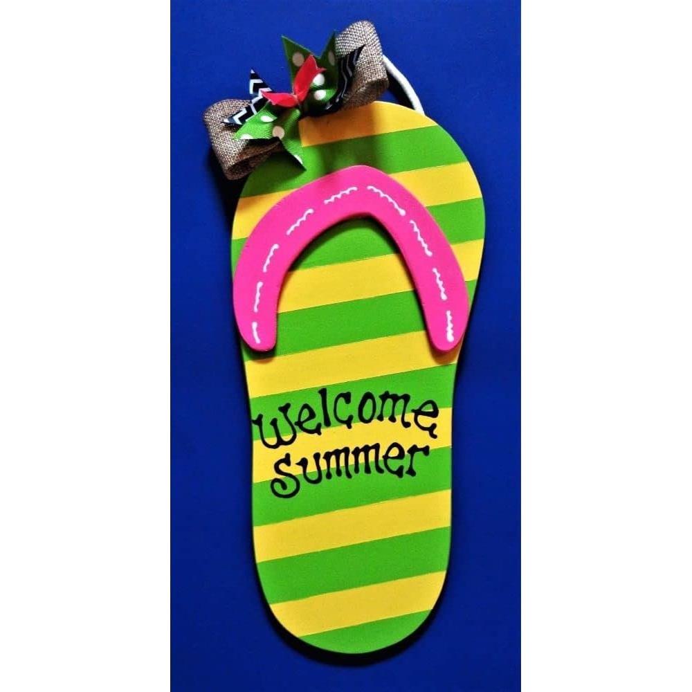 Cartel Colgante Chanclas Verano 15x31.75cm Madera Inilo