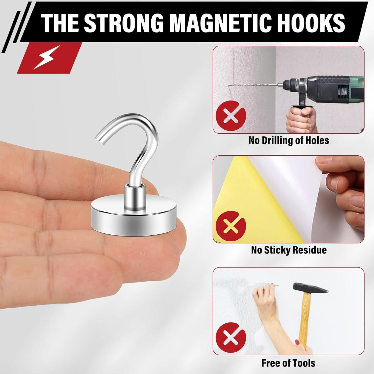 Ganchos Magnéticos TOP MAGNETS 12 Pcs 36.29 kg Plateado