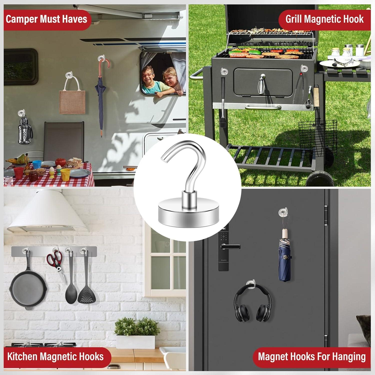 Ganchos Magnéticos TOP MAGNETS 12 Pcs 36.29 kg Plateado