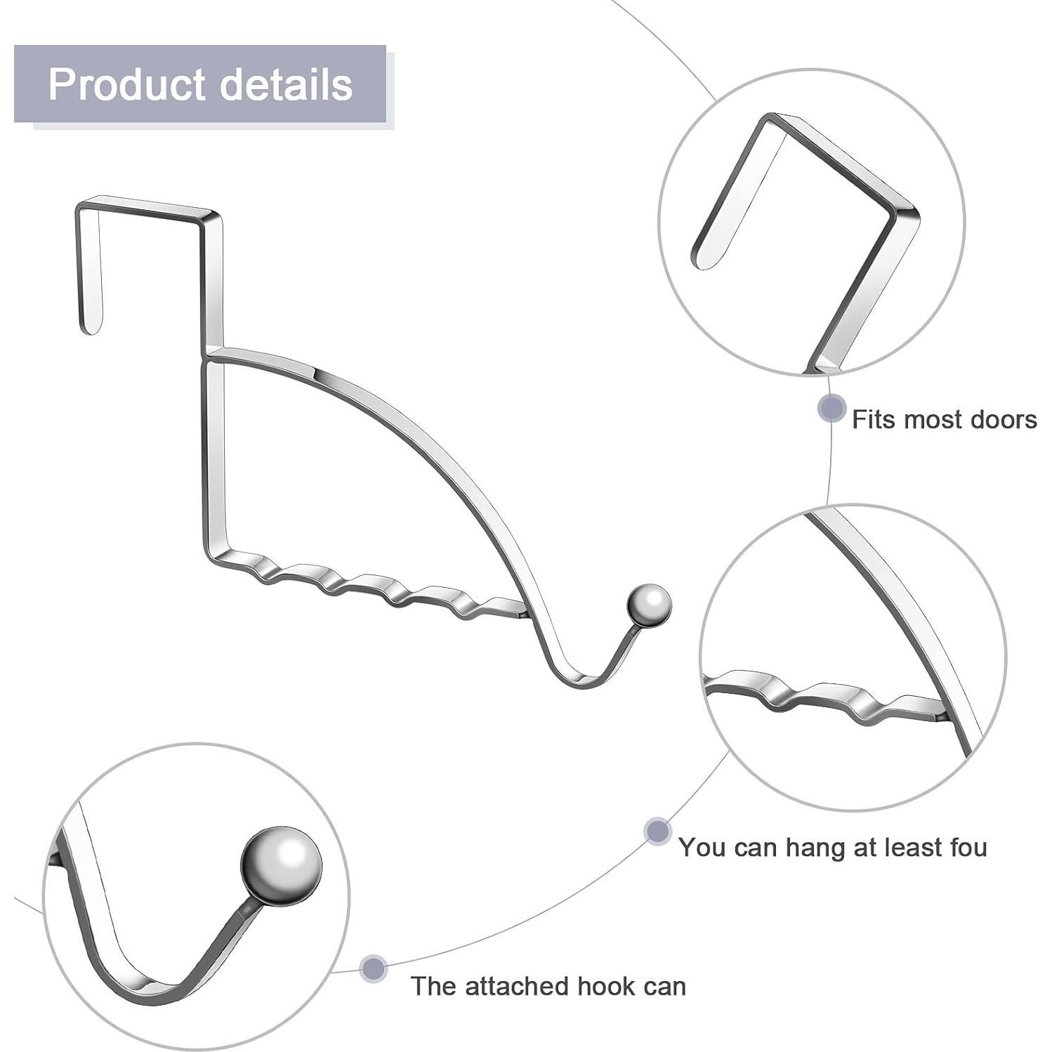 Ganchos colgantes sobre puerta Hotop 2 Pcs Plata 16.8x10.2 cm