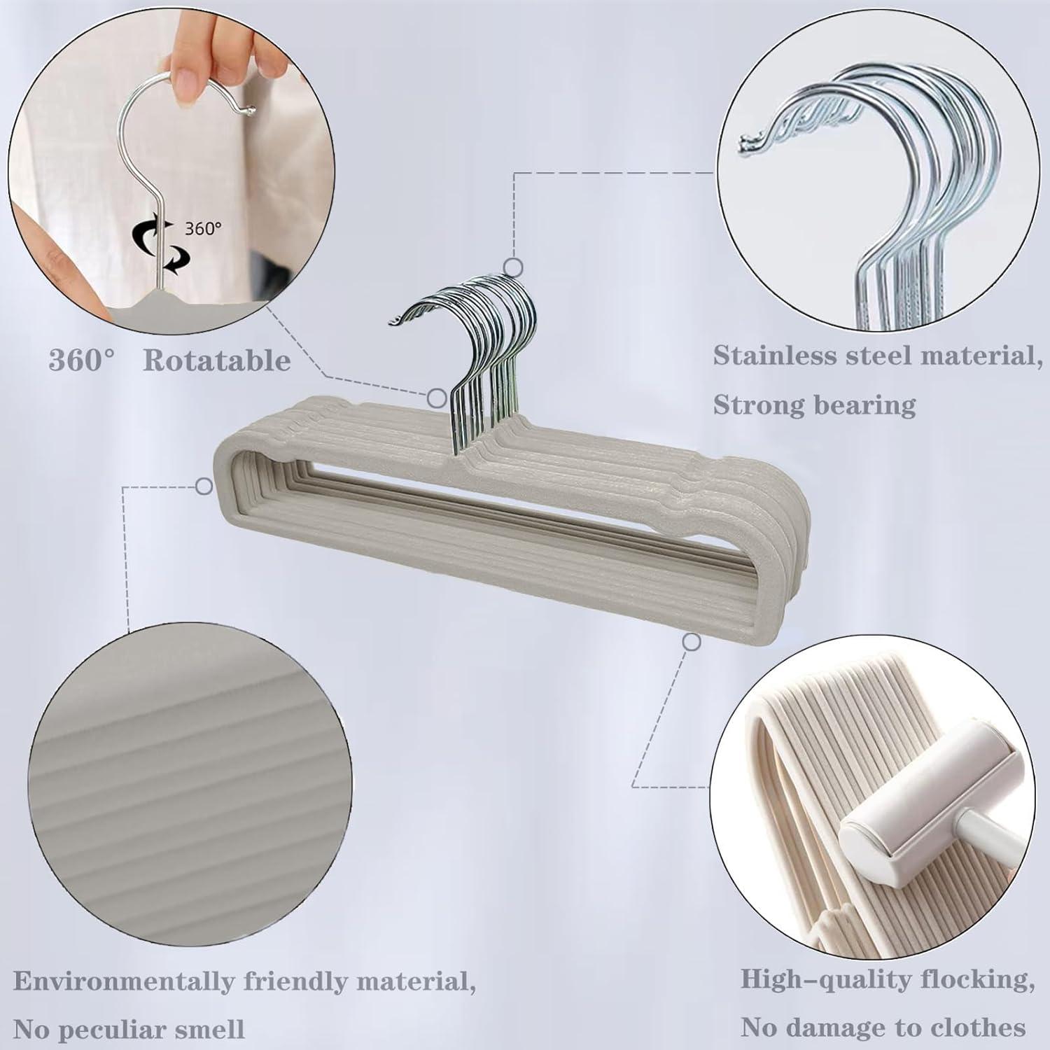 Perchas de Pantalones Antideslizantes VSV - Paquete de 20 Gris