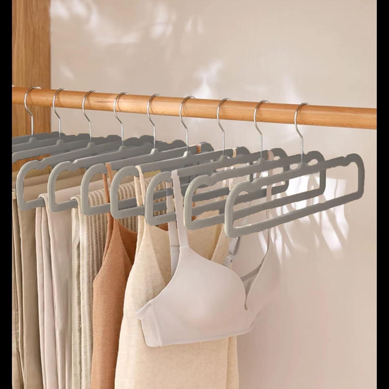 Perchas de Pantalones Antideslizantes VSV - Paquete de 20 Gris