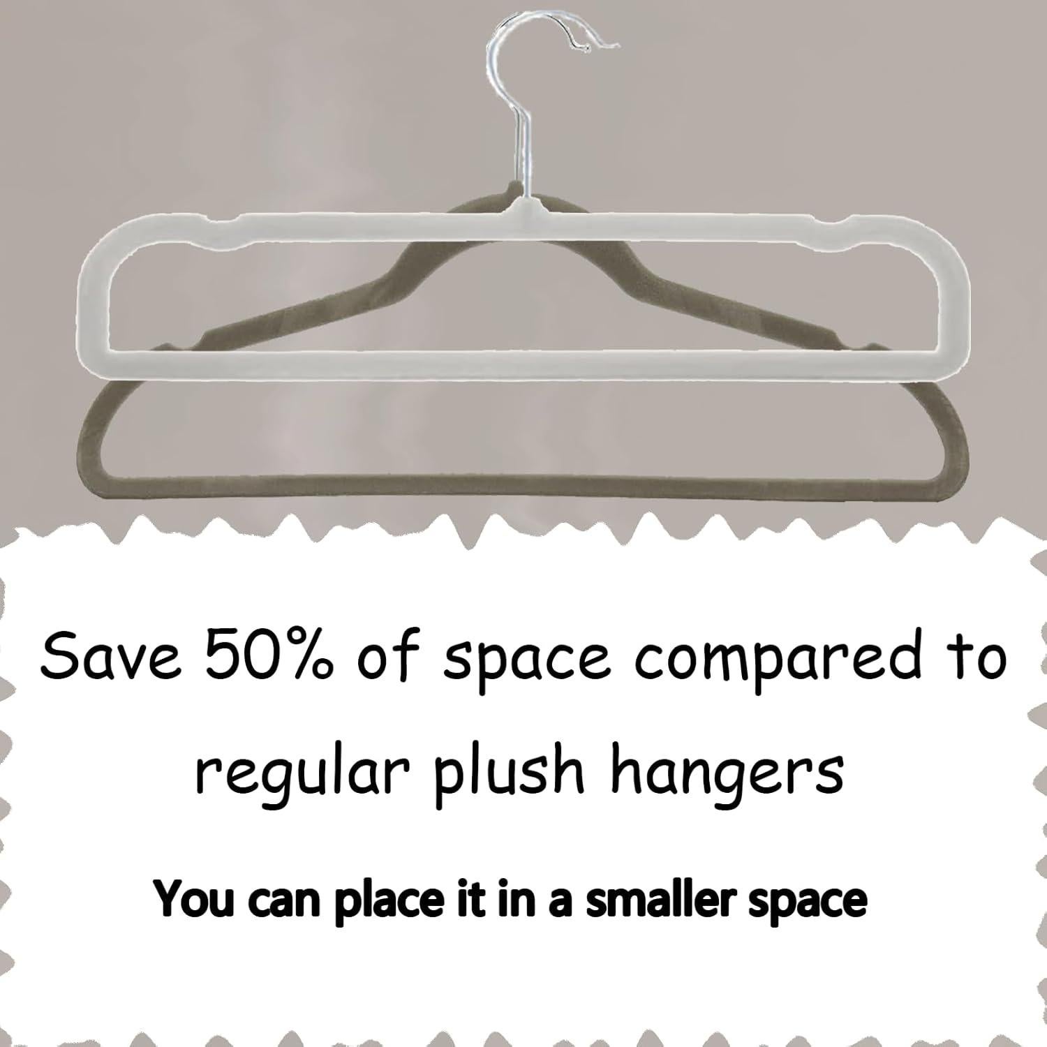 Perchas de Terciopelo HGYZE Antideslizantes 20 Unidades Gris