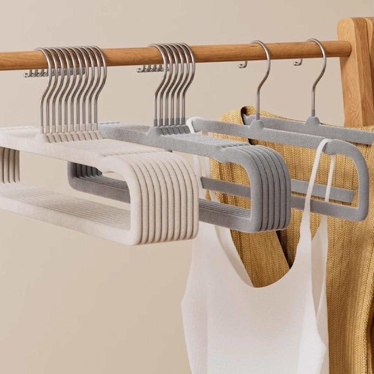 Perchas de Terciopelo HGYZE Antideslizantes 20 Unidades Gris