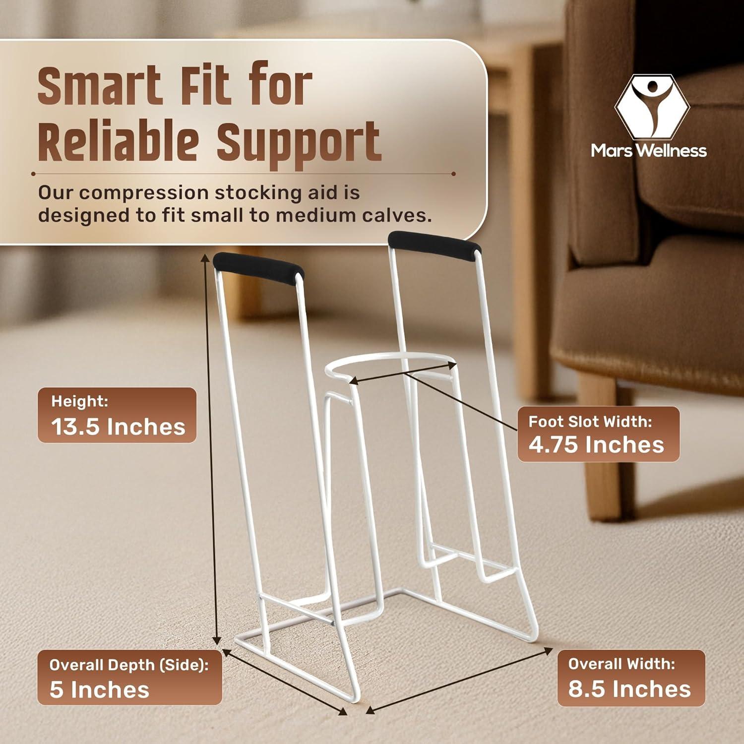 Ayuda para poner calcetines de compresión Mars Wellness - Diseño metálico con empuñaduras de espuma