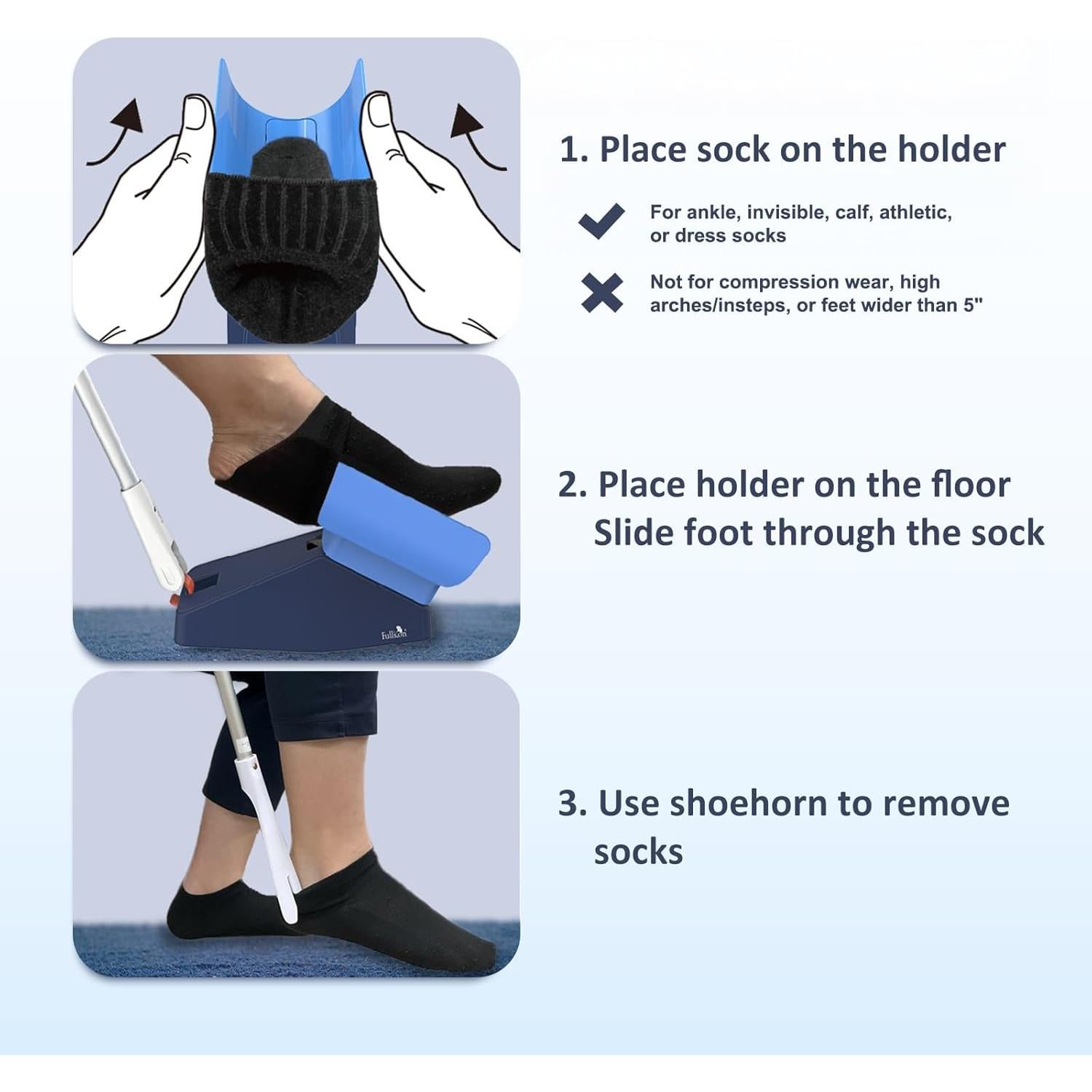 Dispositivo Ayuda para Ponerse Calcetines Fullicon Azul