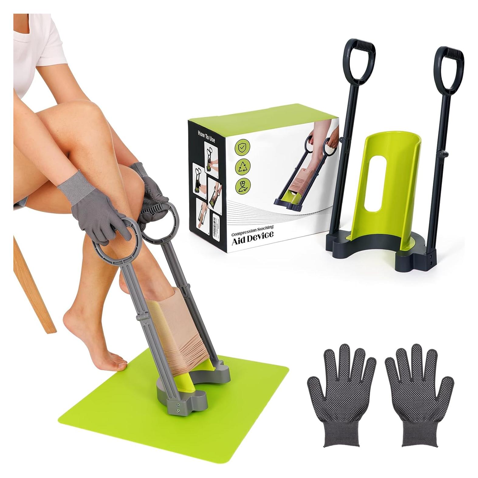 Dispositivo Ayuda Medias Compresión JFMkaer con Alfombrilla