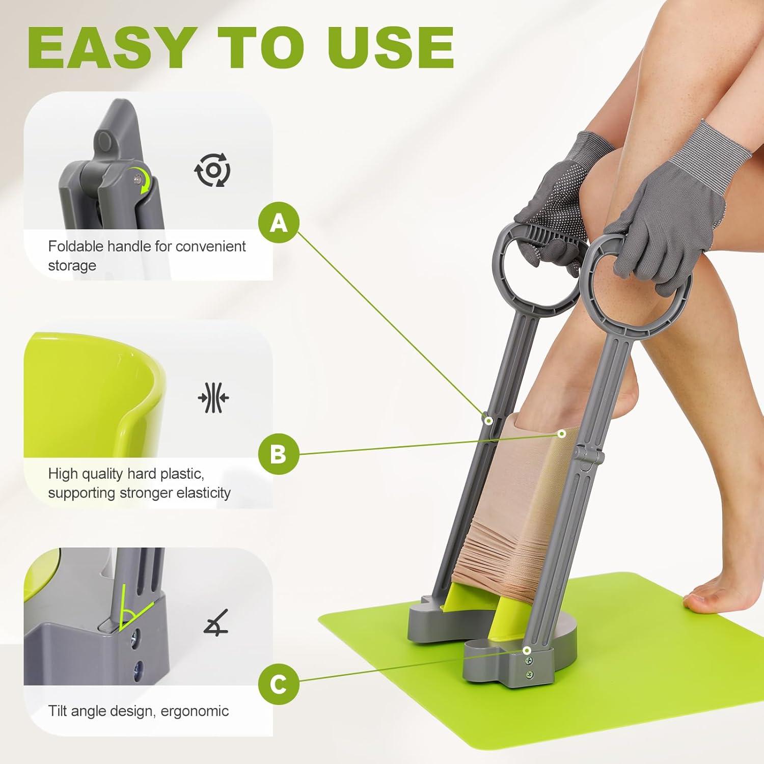 Dispositivo Ayuda Medias Compresión JFMkaer con Alfombrilla