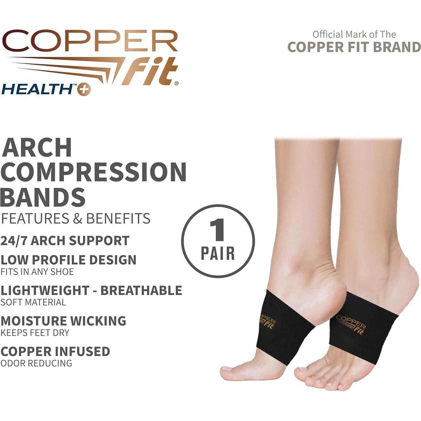 Banda de Compresión para Alivio del Arco Copper Fit Unisex