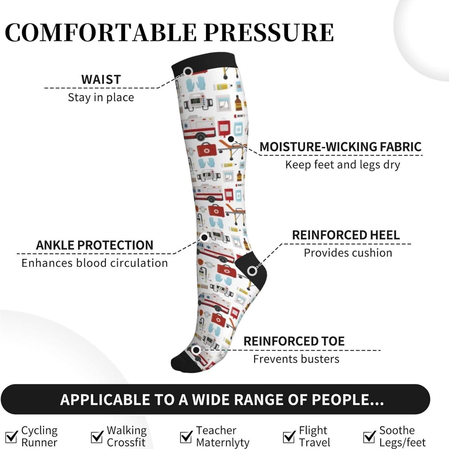 Calcetines de Compresión Bassyil Unisex 15-20 mmHg para Circulación