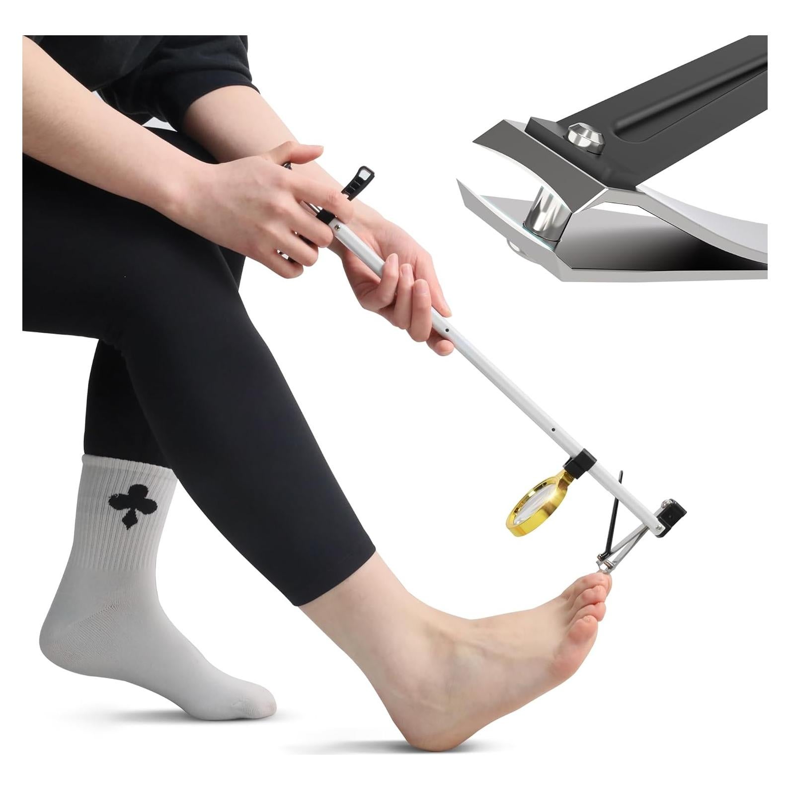 Cortauñas de Mango Largo DEPSUNNY 43 cm con Lupa para Uñas Gruesas