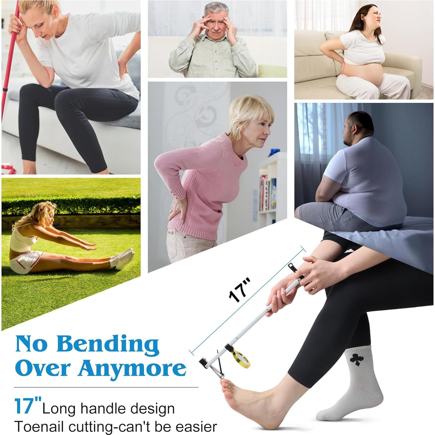 Cortauñas de Mango Largo DEPSUNNY 43 cm con Lupa para Uñas Gruesas