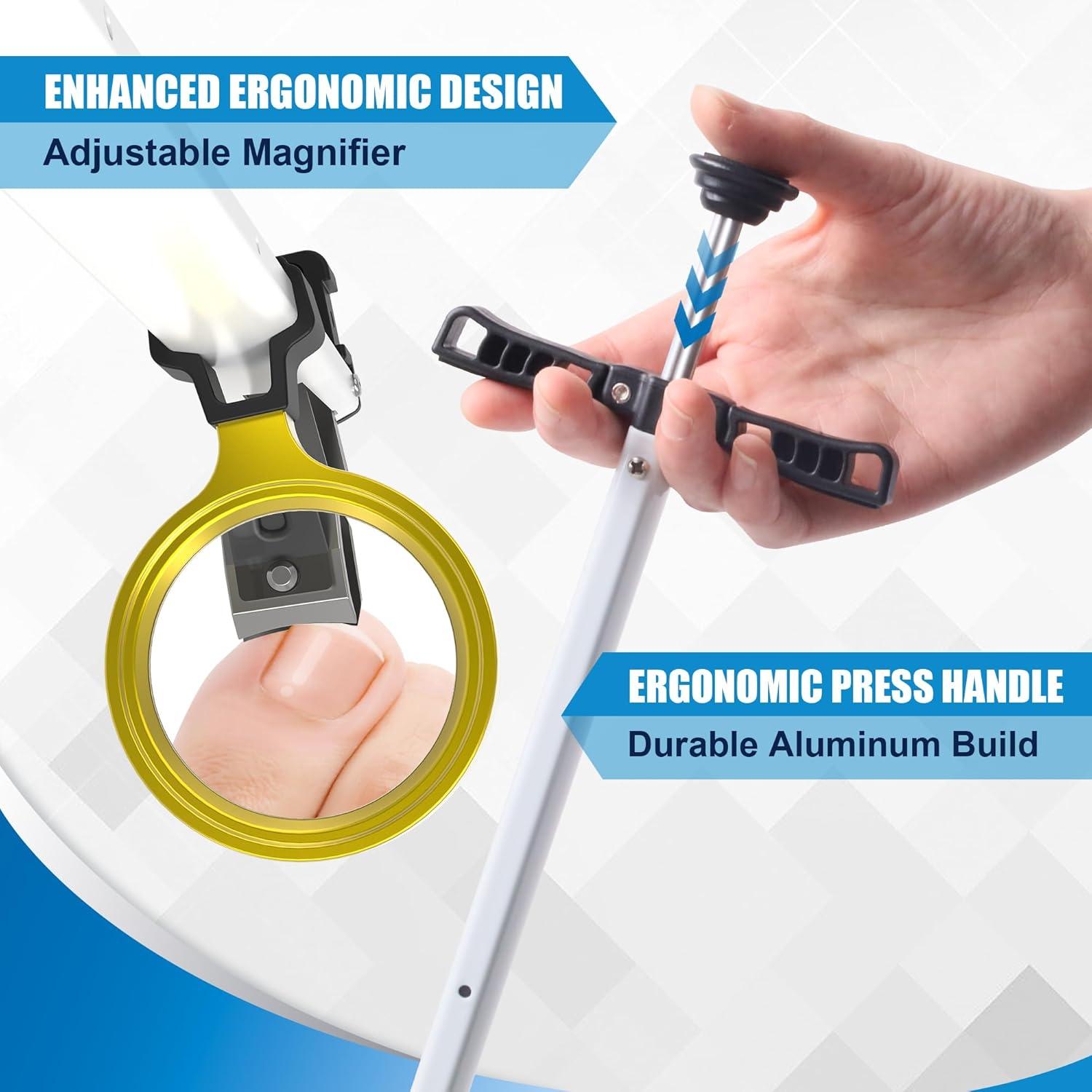 Cortauñas de Mango Largo DEPSUNNY 43 cm con Lupa para Uñas Gruesas