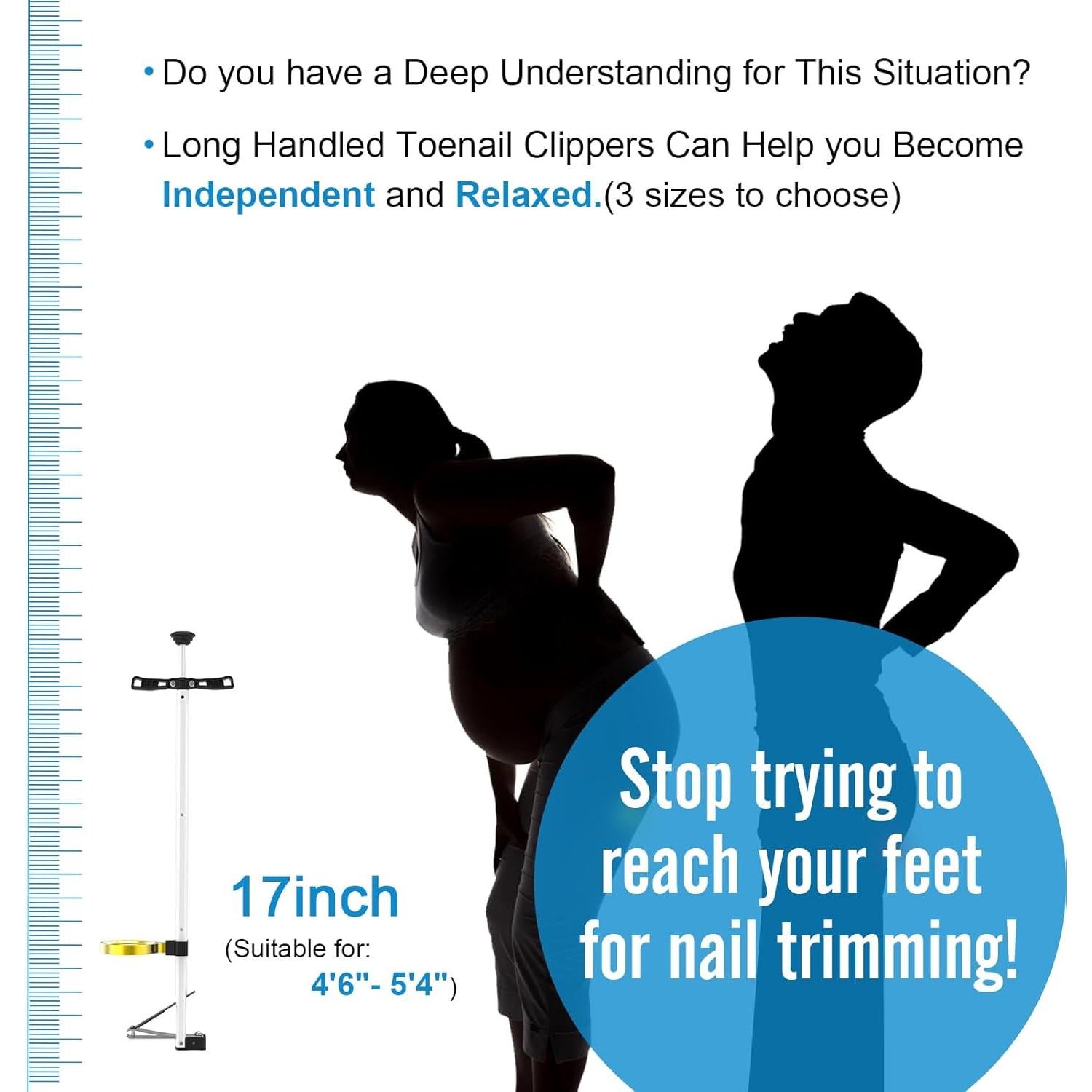 Cortauñas de Mango Largo DEPSUNNY 43 cm con Lupa para Uñas Gruesas