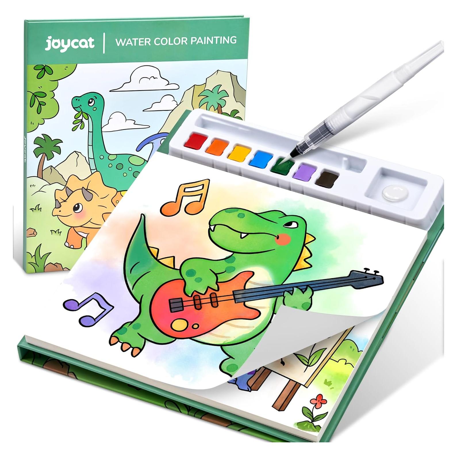 JoyCat Libro de Pintura Acuarela Dinosaurios y Vehículos