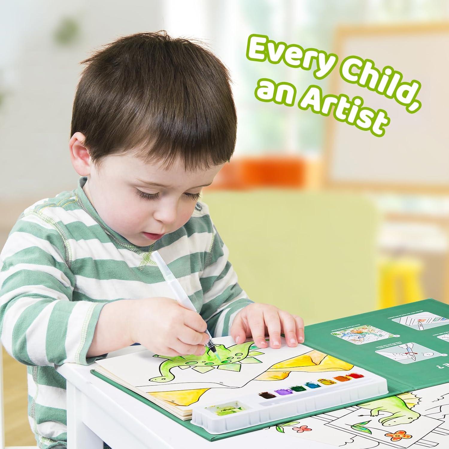 JoyCat Libro de Pintura Acuarela Dinosaurios y Vehículos