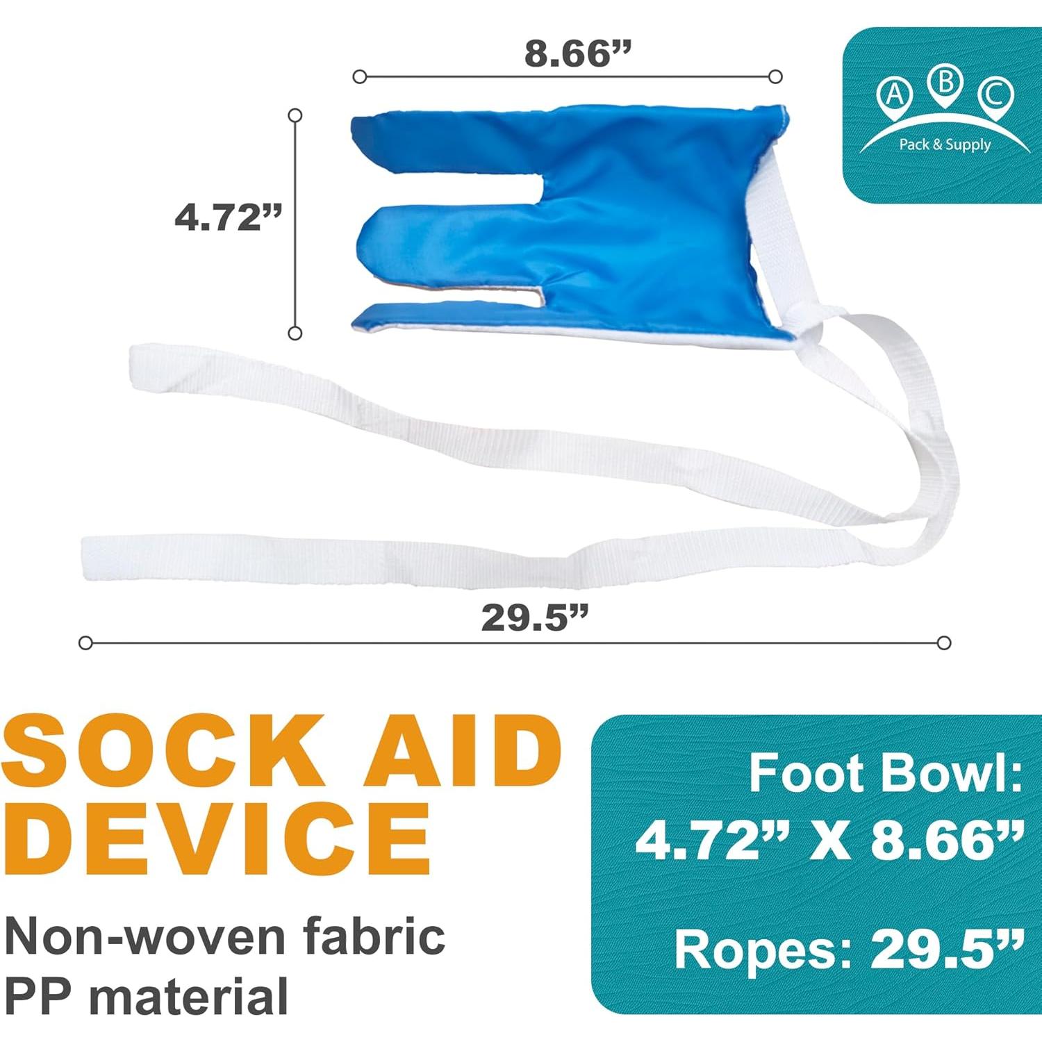Dispositivo Ayuda para Poner Calcetines ABC 12x22 cm con Correas 75 cm