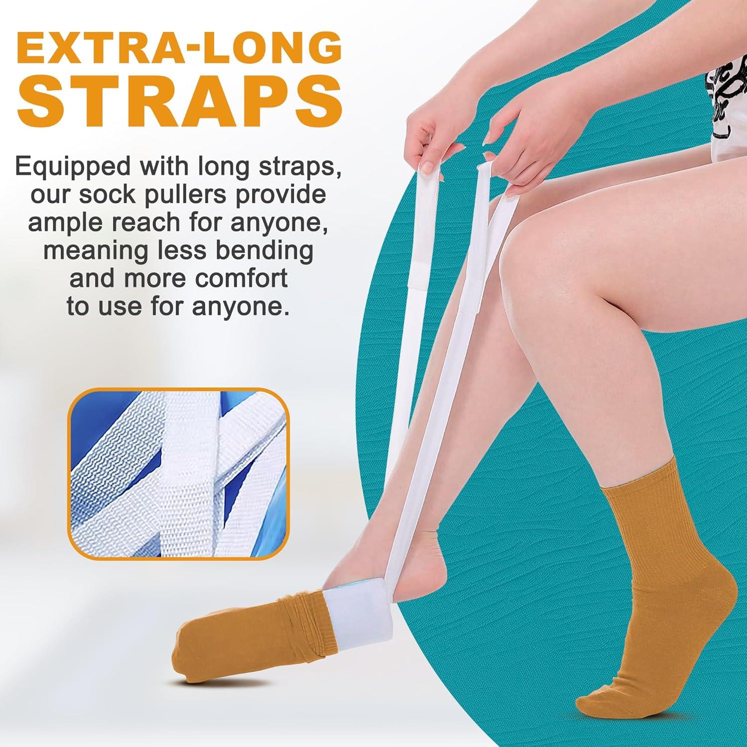 Dispositivo Ayuda para Poner Calcetines ABC 12x22 cm con Correas 75 cm