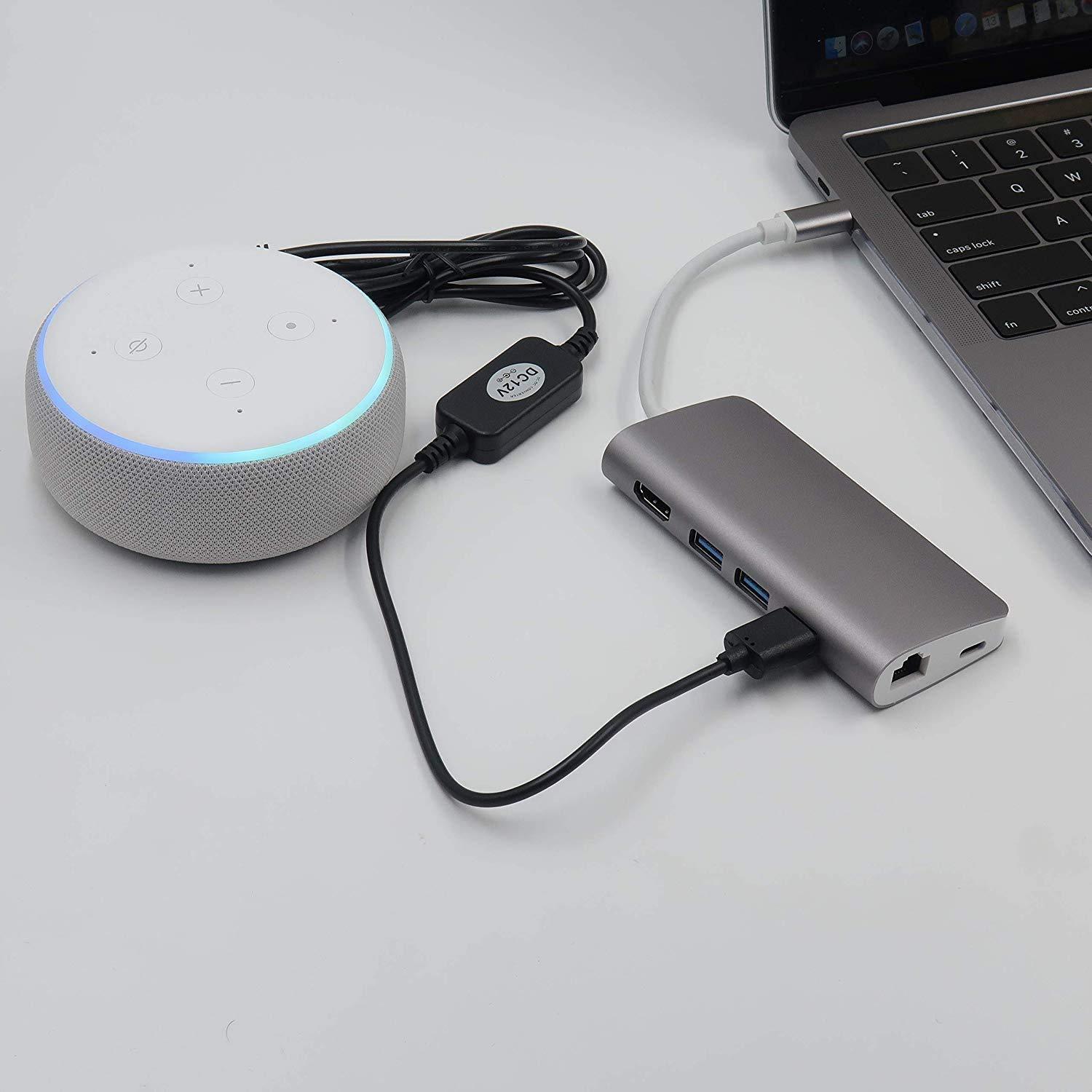 Cable de Alimentación USB 5V a DC 12V LBSC para Echo Dot