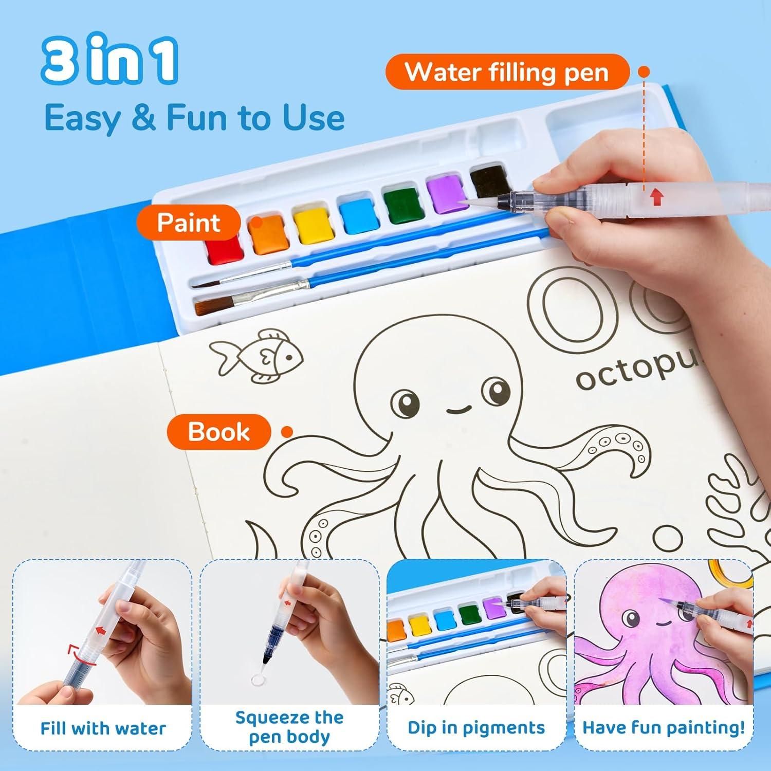 JoyCat Libro de Pintura Acuarela 3-en-1 para Niños