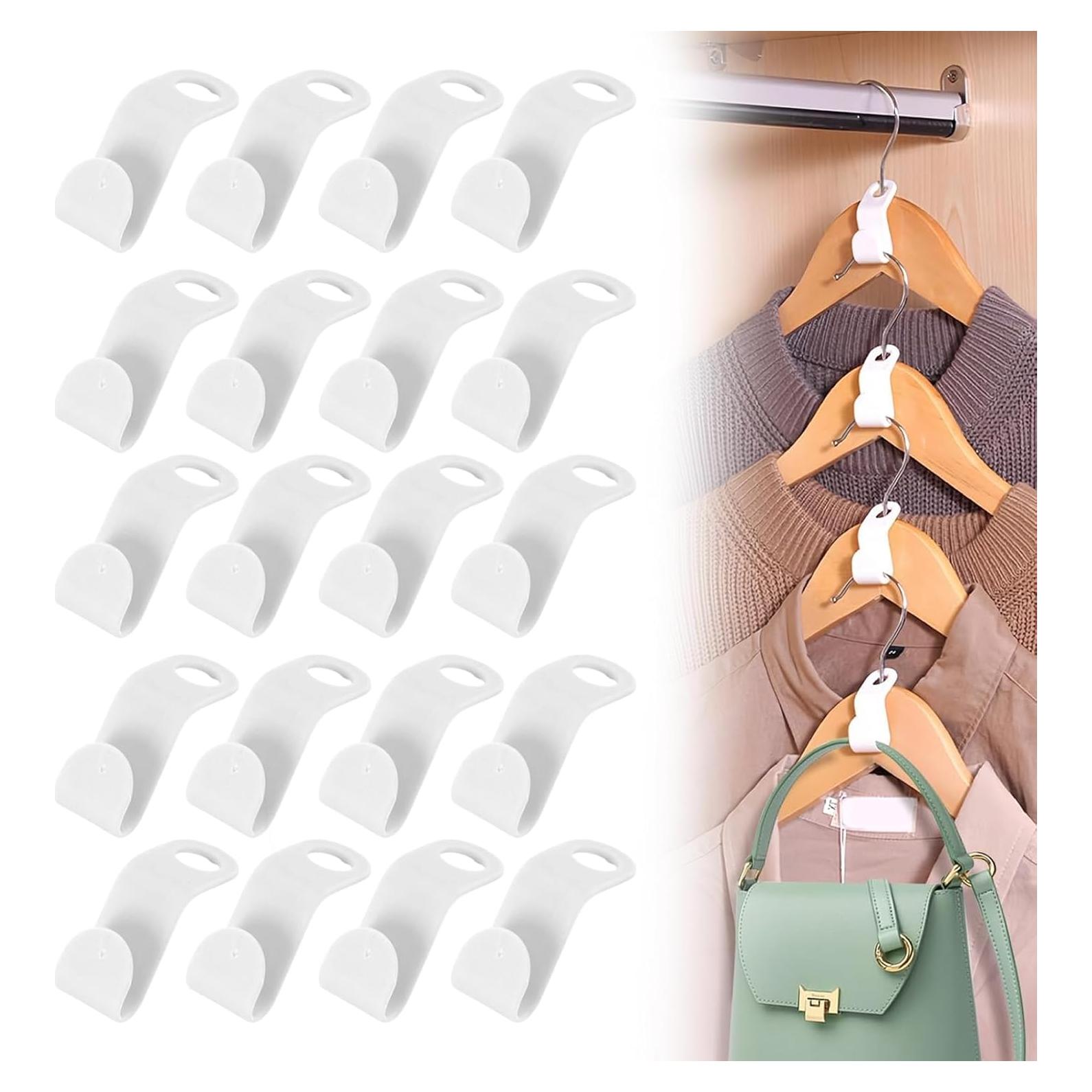 200 Ganchos Conectores para Perchas Xorim - Ahorra Espacio Blanco