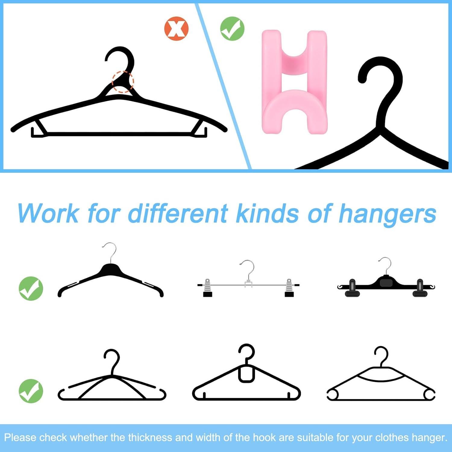 Ganchos Conectores de Percha uxcell 20 Piezas ABS Rosa