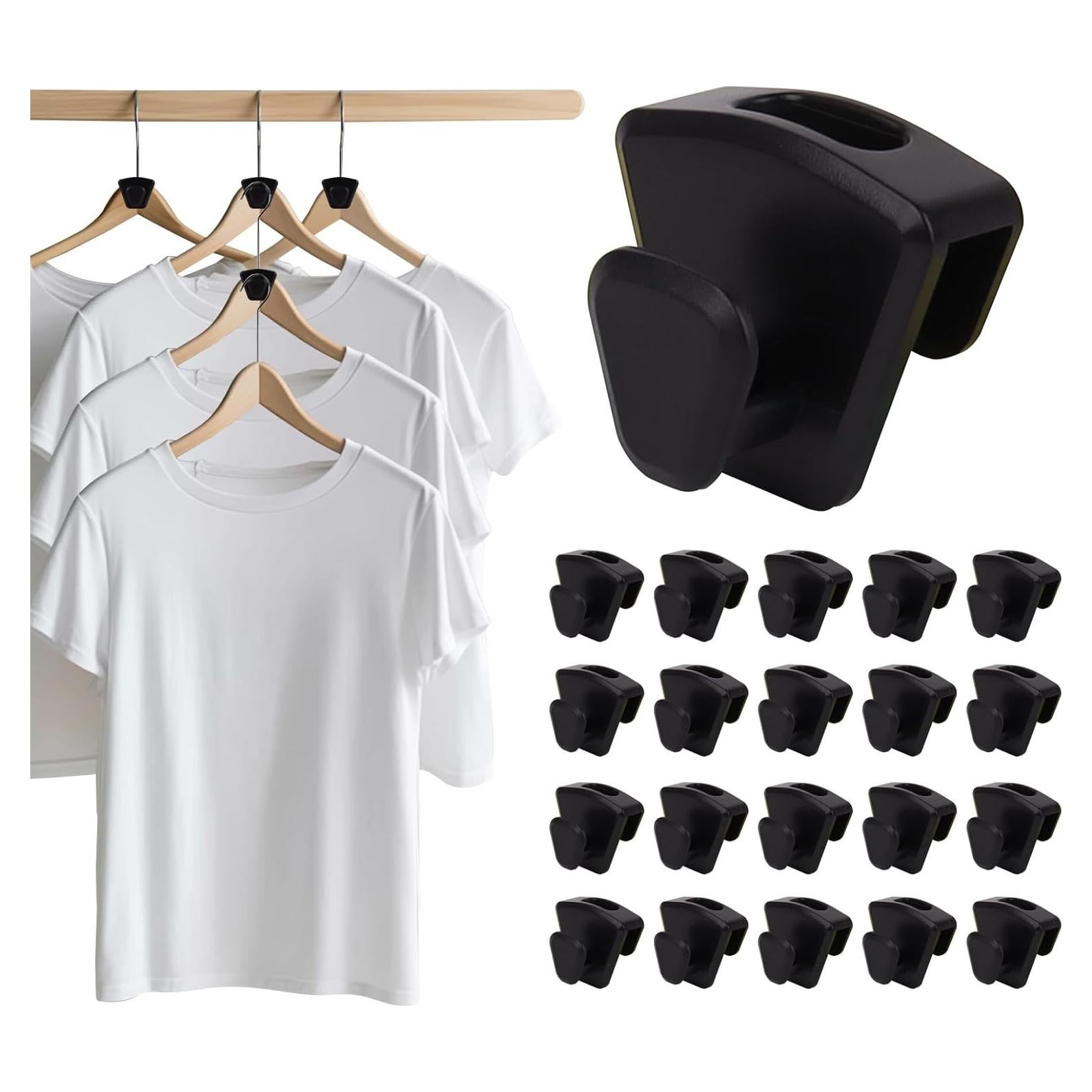 Paquete de 60 Ganchos Ahorra Espacio YOLCAR Negro