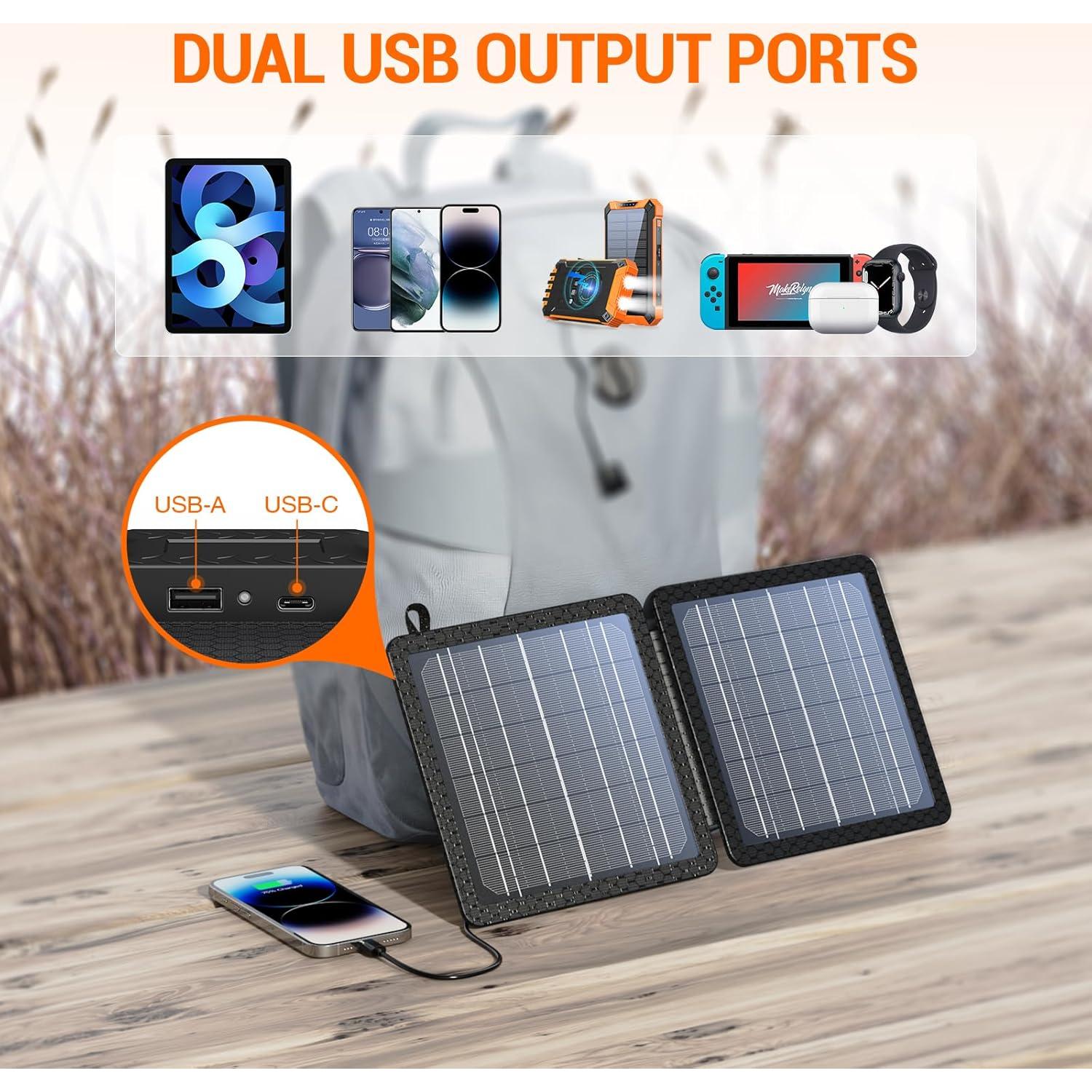 Cargador Solar GOODaaa 10W Plegable USB Duales Impermeable