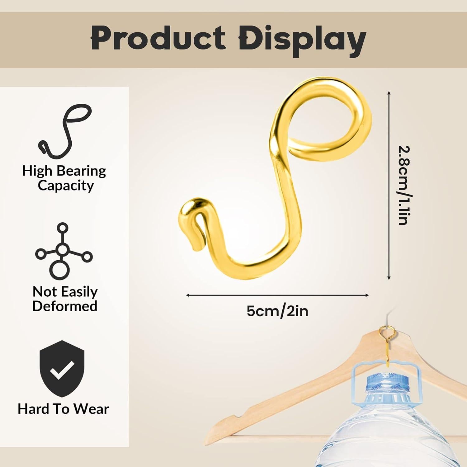 Ganchos Conectores para Perchas HolyMaji - 45 Piezas Doradas